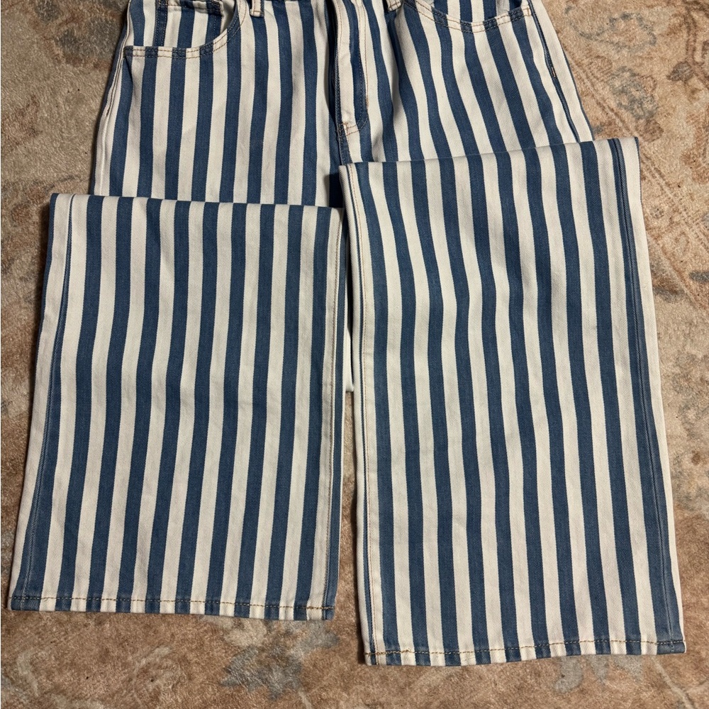 Old Navy High-Rise Baggy Wide Leg Pants - Blue and White NWT